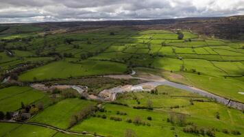 Aerial view of the countryside in Yorkshire during the summer photo