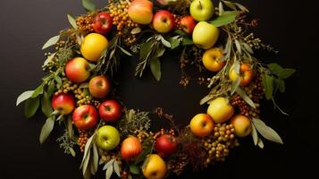 AI generated A decorative rosh hashanah themed wreath photo