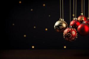 AI generated Traditional and elegant christmas ornaments with space for your text photo