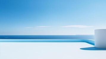 AI generated Azure blue backdrop, reminiscent of clear skies and open horizons photo