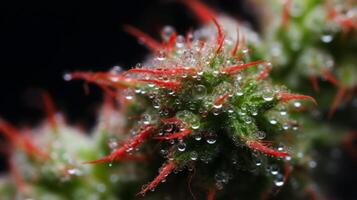 AI generated Cannabis bud with visible trichomes photo