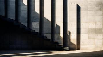 AI generated A dramatic contrast of light and shadow on brutalist walls photo