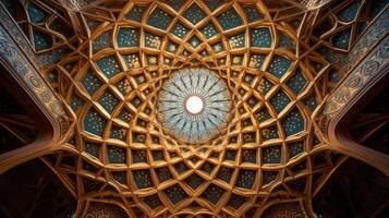 AI generated A mosque's dome with intricate geometric patterns photo