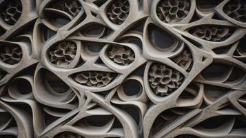 AI generated A closeup of intricate details in a brutalist building facade photo