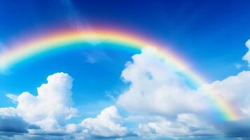 AI generated A vibrant rainbow arching across the sky photo