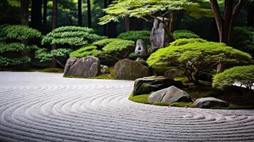 AI generated A zen garden with patterns symbolizing balance and harmony photo