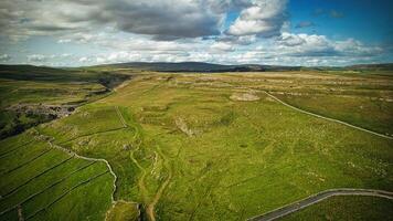 Scenic aerial view of the hills with clouds in Yorkshire photo