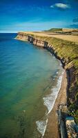 Aerial view of the coast in Saltburn-by-the-Sea photo