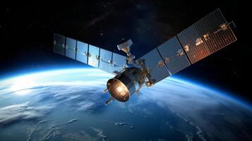 AI generated Communication satellite's signal transmission photo