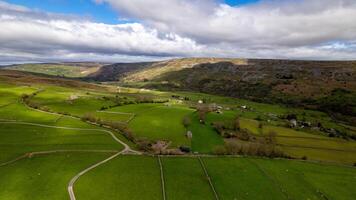 Aerial view of the hills and fields in Yorkshire photo