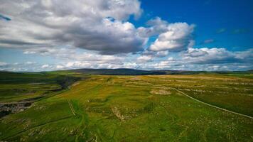 Aerial view of the hills and farm land in Yorkshire photo