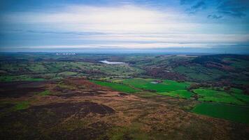 aéreo ver de el granja tierra en Yorkshire foto