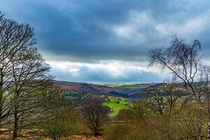 Scenic view of the hills with clouds in Yorkshire Dales photo