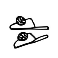 Pair of house slippers in doodle style. vector