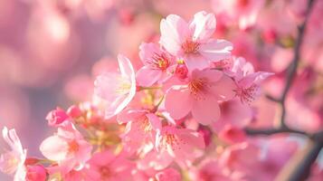 AI generated Sakura blossoms in full bloom create a breathtaking display of nature's beauty, Ai Generated. photo