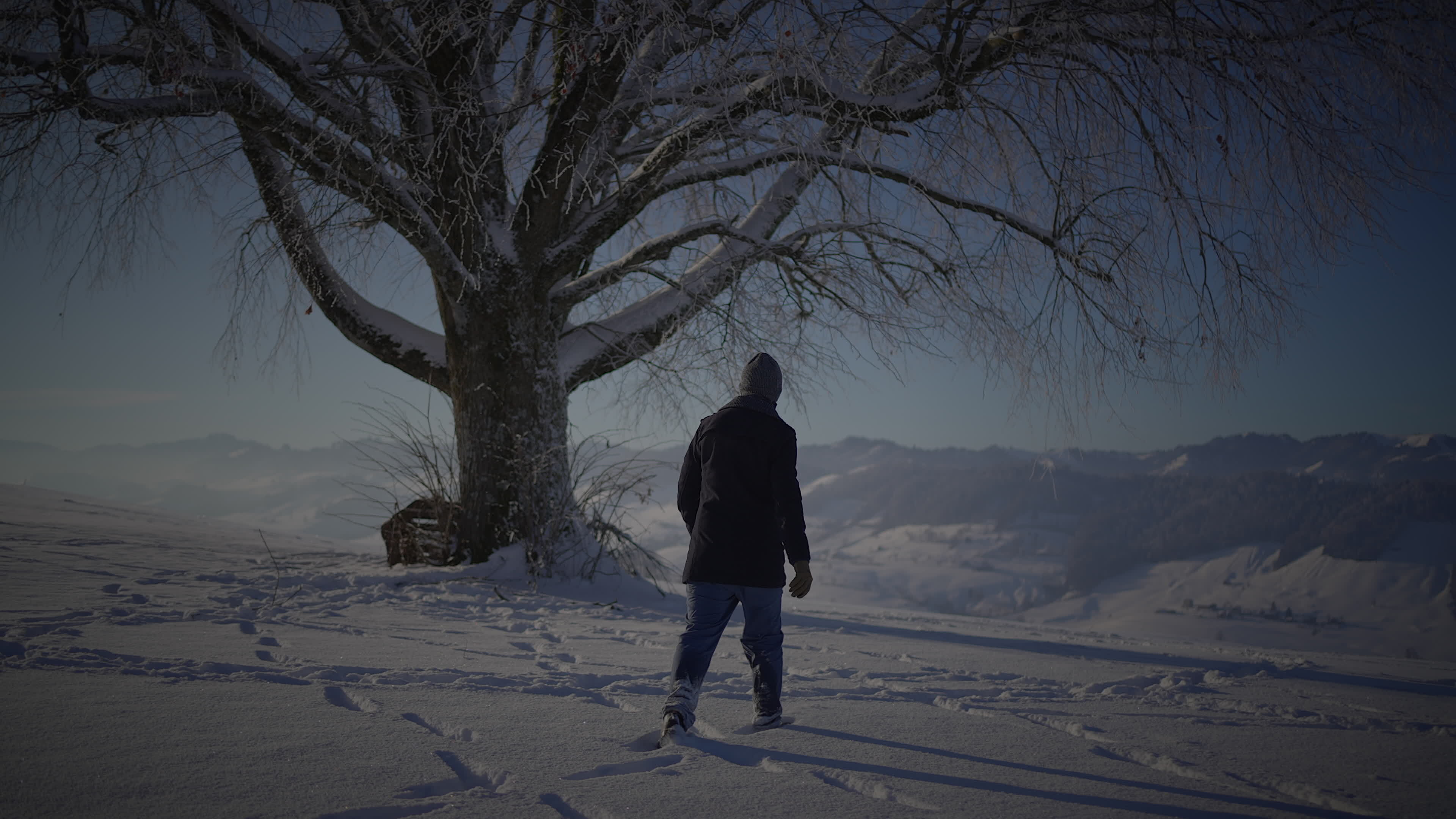One Man Hiking Outdoors in Winter Snow Landscape Scenery 39640903 Stock ...