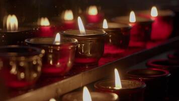Wax Candles Night Lights Bokeh For Holy Religious Ceremony video