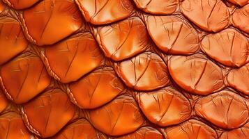 AI generated Vibrant orange leather, textured with the exotic charm of reptilian scales, exudes sophistication, Ai Generated. photo