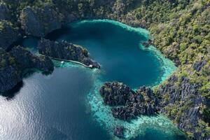 Aerial view of Twin Lagoon in the Philippines photo