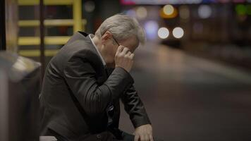 Old Man Having Mental Health Problems During Midlife Crisis video