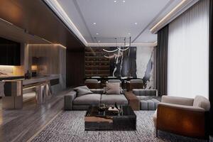 Classic style interior of living room in luxury house photo