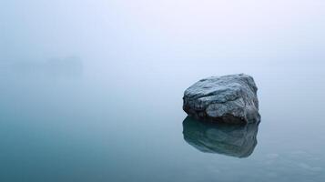 AI generated A solitary rock floats serenely atop rippling water, its reflection mirroring tranquility, Ai Generated photo