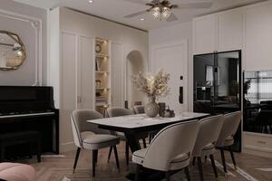 Timelessly designed modern classic minimalist dining room photo