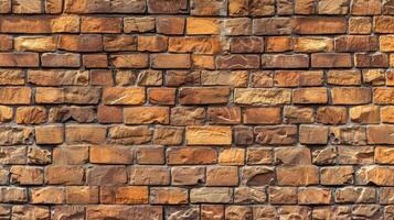 AI generated Embrace the rustic charm with a panoramic view of wide brown brick wall texture. Ai Generated. photo