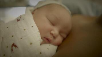 Close Up of Newborn Baby Sleeping in Bed video