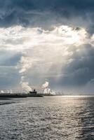 View of the Dow chemical plant from the harbour of Terneuzen. photo
