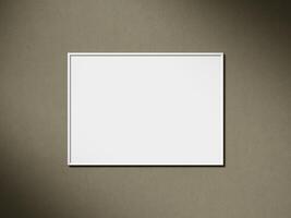 Blank picture frame mockup on brown wall. Brown living room design. View of interior with artwork mock up on wall. photo