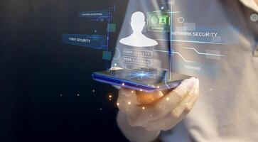 Online login verification concept, password entry, identity verification photo
