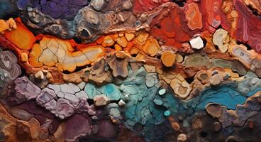 AI generated Dive into a vivid array of mineral and stone textures. Richly abstract. Ai Generated. photo
