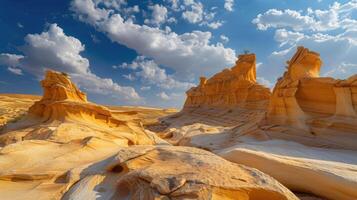 AI generated Majestic sandstone formations rise in a breathtaking display of natural beauty. Ai Generated photo