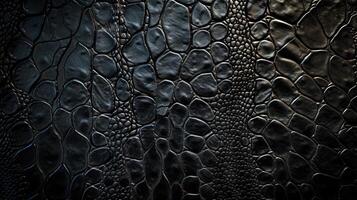 AI generated Reptilian elegance meets texture in a background of black leather, Ai Generated. photo