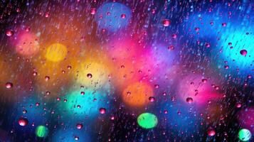 AI generated Transform your space with raining glass window fluorescent astra wallpapers. Ai Generated photo