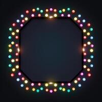 AI generated Vibrant frame of multicolored LED bulbs against a sleek black backdrop, illuminating creativity. Ai Generated. photo