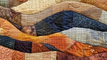 AI generated Contemporary quilted wall hanging featuring an abstract pattern. Ai Generated photo