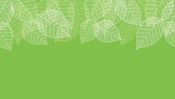 Seamless Vector Background Illustration With Leaf Veins Silhouette Pattern And Text Space. Horizontally Repeatable.