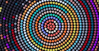 Bright multi-colored mosaic of small circles. Circle shape made of colored dots. vector