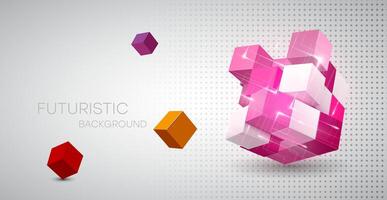 3D Abstract background with cubes. Volumetric abstract background, connection from geometric cubes. vector