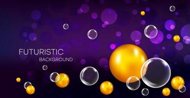 Realistic background with colorful bubbles and reflection effect. vector