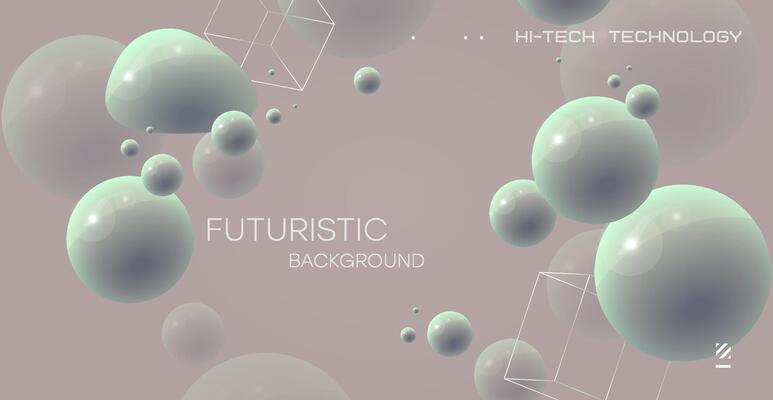 Realistic background with matte bubbles and reflection effect.