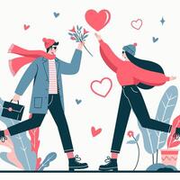 Flat Vector Illustration a Couple Lover
