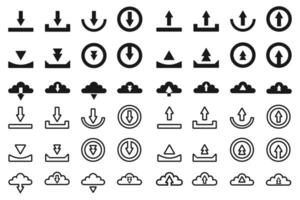 icon set upload and download button vector