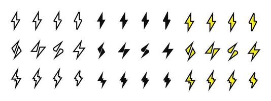 Icon set lightning button. vector