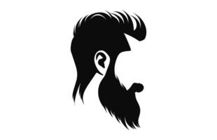 A haircut with beard black silhouette vector isolated on a white background