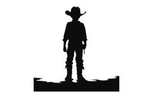 A Little Cowboy black silhouette vector isolated on a white background