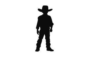 A Little Cowboy black silhouette vector isolated on a white background