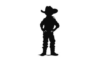 A Little Cowboy black silhouette vector isolated on a white background